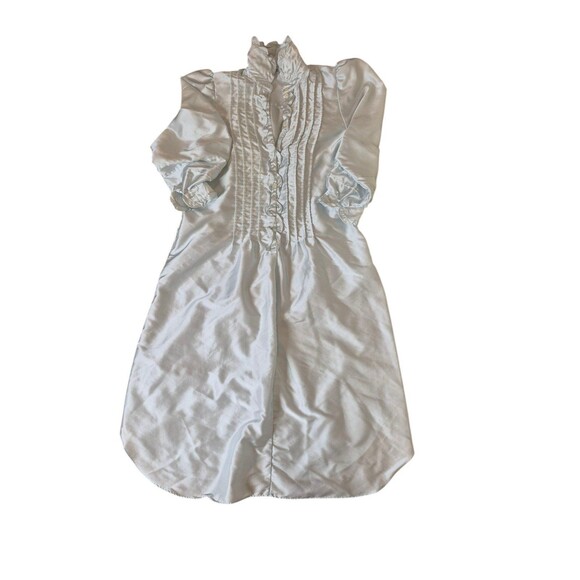 Miss Elaine Vintage Satin Nightgown Ruffle Detail Nighty Light Blue Sz M - Picture 1 of 3